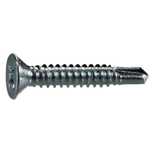 Midwest Fastener Self-Drilling Screw, #14 x 1-1/2 in, Zinc Plated Steel Flat Head Phillips Drive, 100 PK 55241 - main